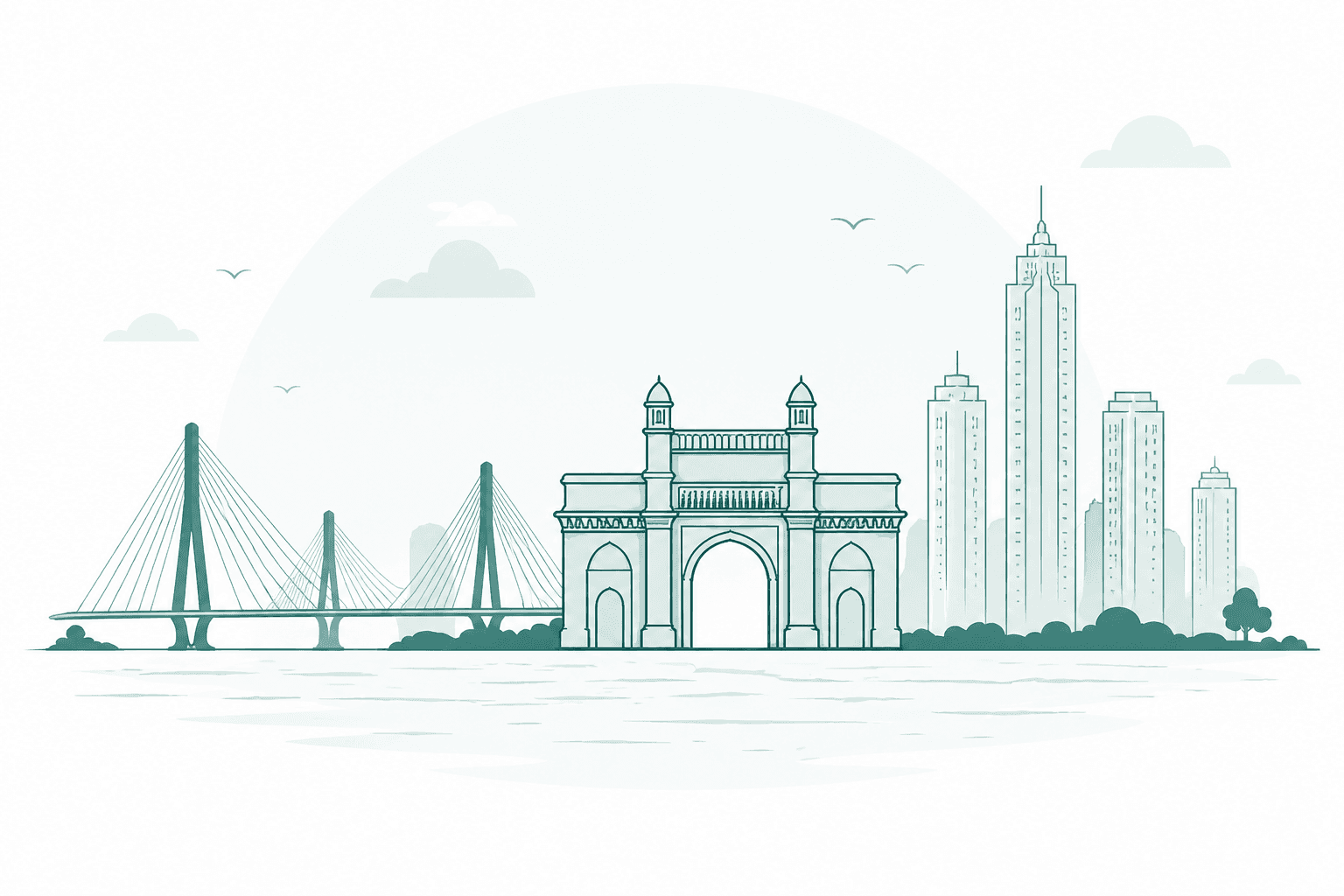 Mumbai skyline illustration